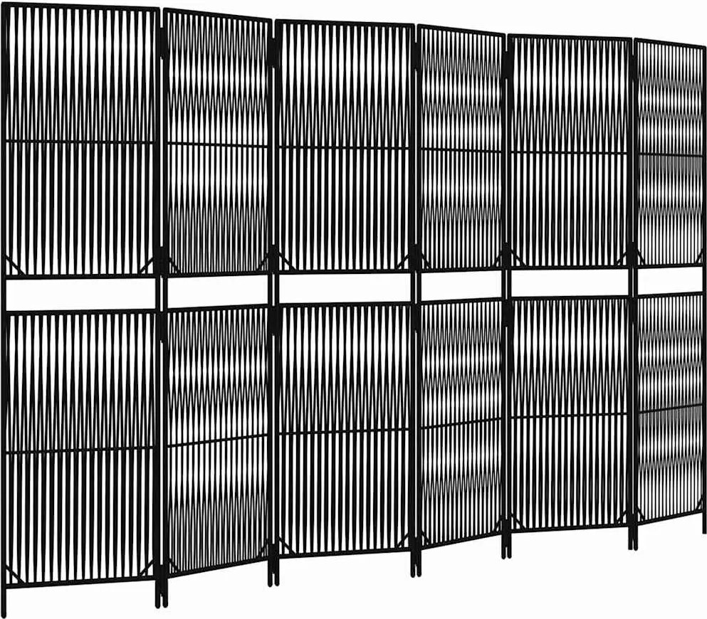 vidaXL fekete 6-paneles polyrattan térelválasztó