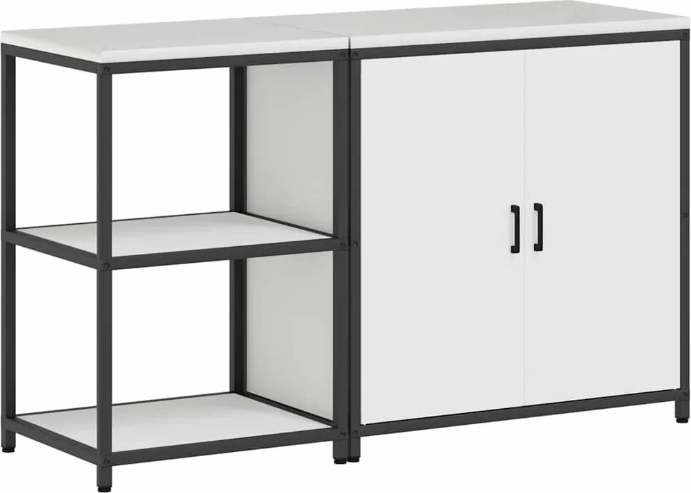 vidaXL Konyhai Tároló Készlet 2 pcs Fehér Hidegen hengerelt acél