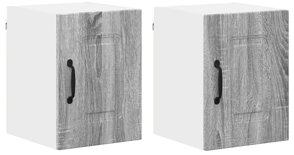 Fali konyhaszekrény 2 pcs Szürke Sonoma 30 x 31 x 40 cm Faanyag