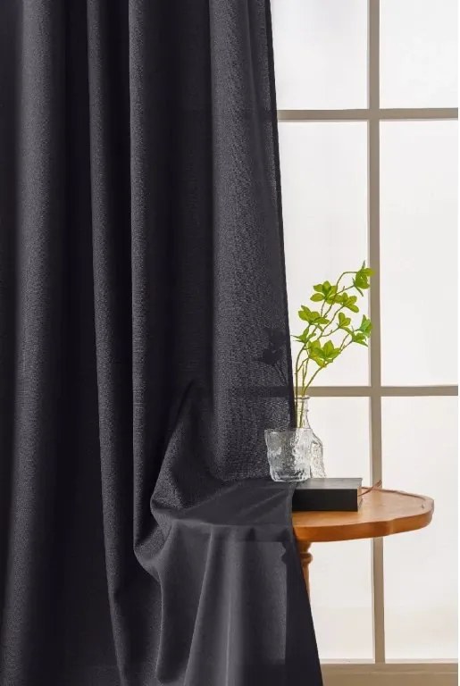 Függöny OXFORD LIGHT 140x250 cm, sötétszürke Felfüggesztés: Hullámos sínszalag