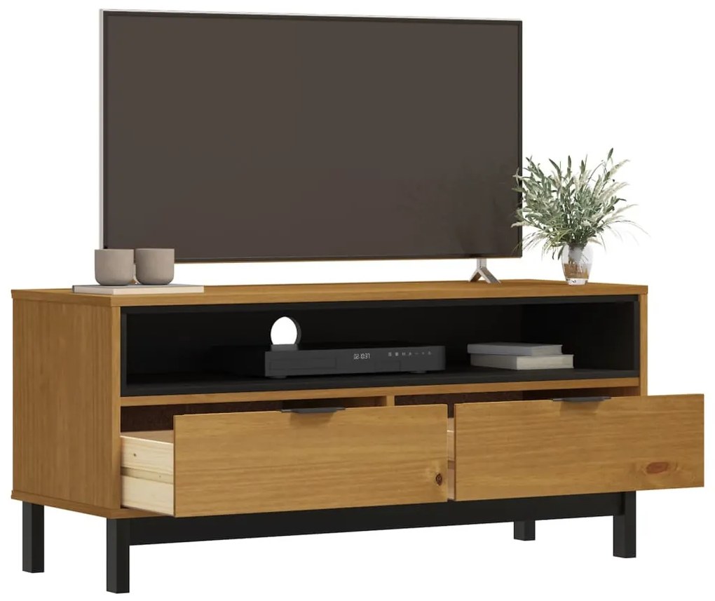 FLAM tömör fenyőfa TV-szekrény 110 x 40 x 50 cm