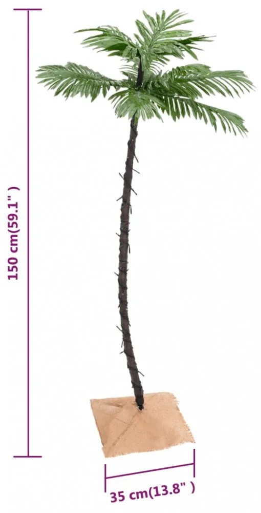 LED-es pálmafa 88 meleg fehér LED-del 150 cm