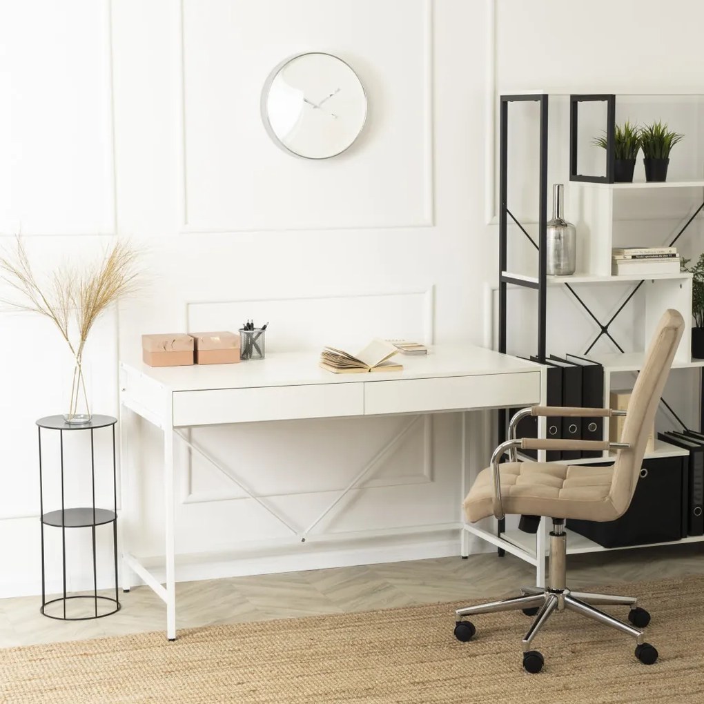 ALLY Birou 123 cm Fe ,de culoare albă