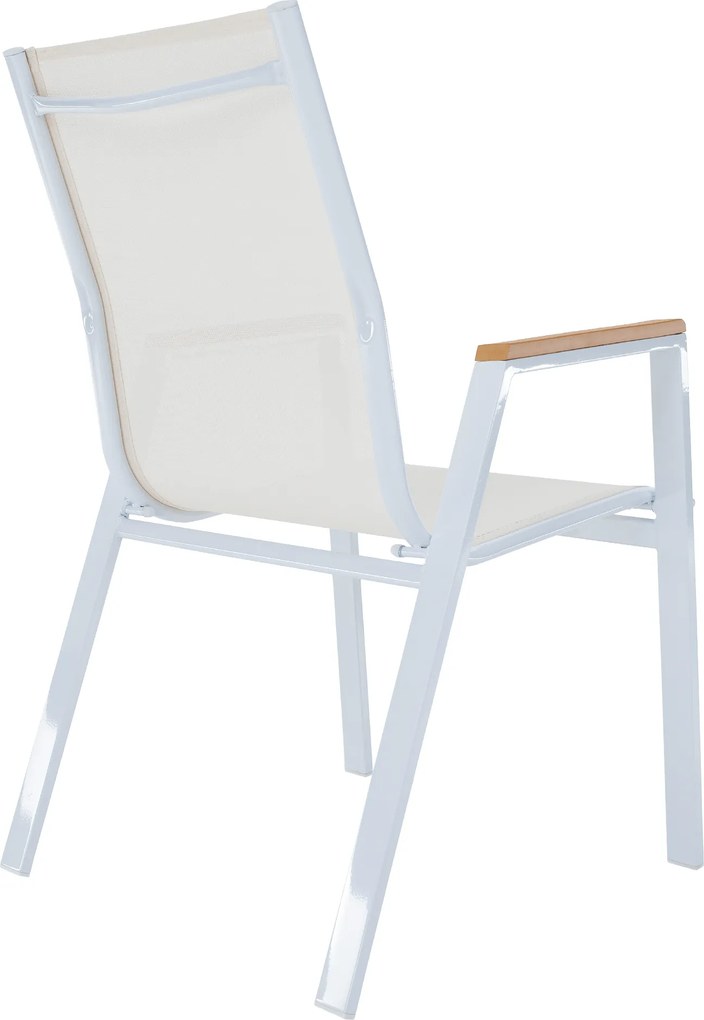 Kerti rakásolható szék, fehér acél/tölgy, BONTO