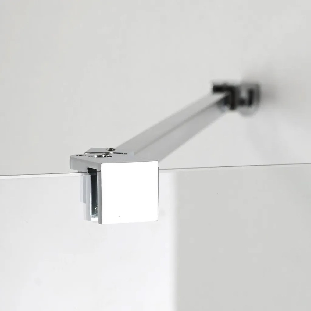 Stuxi Milano Gate falsíkra szerelhető, két oldalfalas walk-in zuhanyfal, 70x80 cm, 8 mm vastag vízlepergető biztonsági üveggel, helytakarékos sarokmerevítőkkel