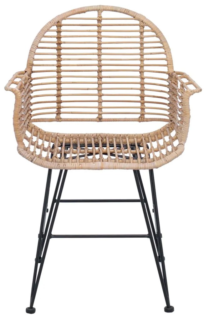 Étkezőszék 2 pcs Természetes 57 x 54.5 x 85 cm Rattan és Vas