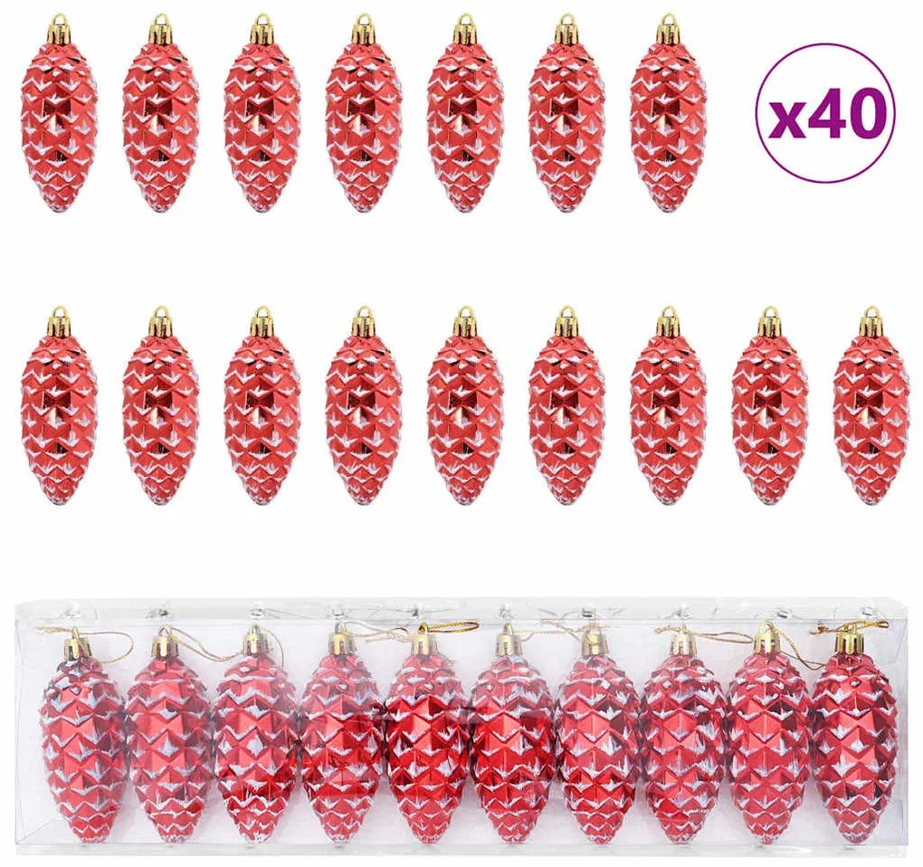 Karácsonyi tobozlabda 40 pcs Piros