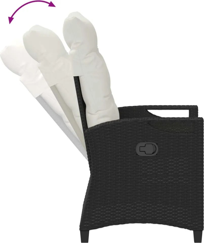 Fekvő Kerti Szék Fekete és Krém 56 x 60 x 112 cm polirattan