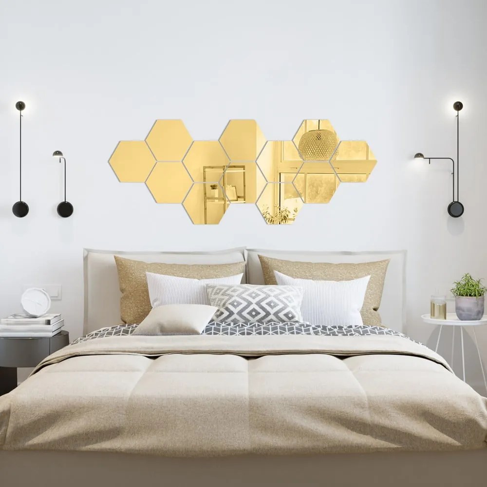 Falmatrica szett 12 db-os 17x20 cm Hexagons Gold – Ambiance