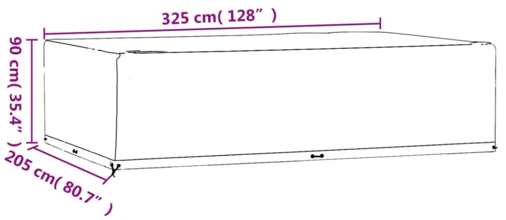 téglalap alakú kerti bútorhuzat 16 fűzőlyukkal 325x205x90 cm