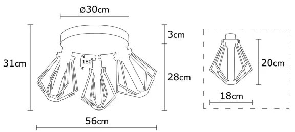 Felületre szerelhető csillár OYLAT 3xE27/40W/230V