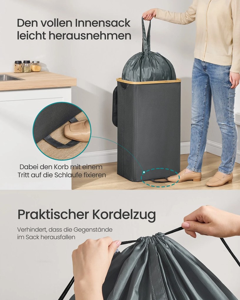 SONGMICS konyhai Palack gyűjtő, 100 literes, szürke