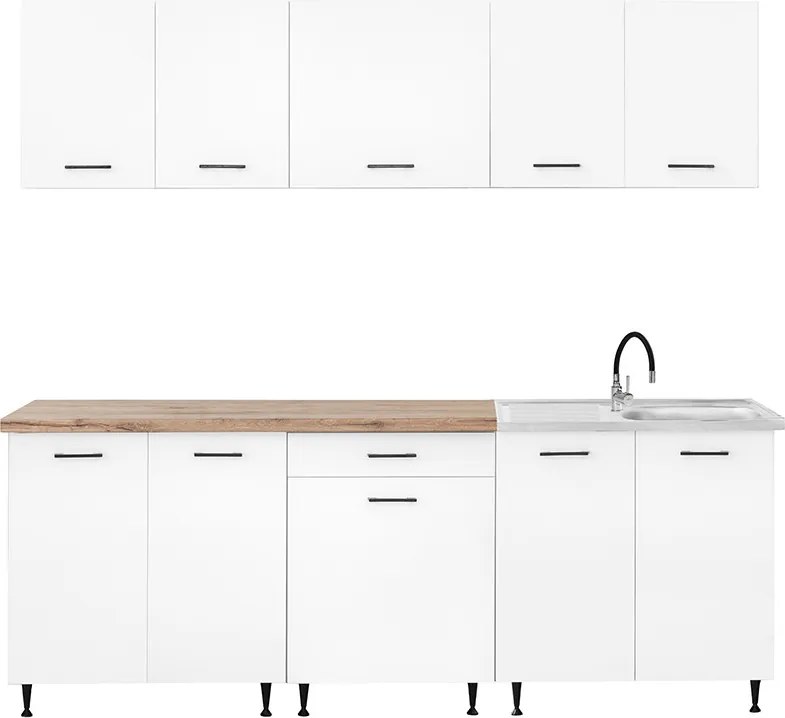 Primo 220 konyhabútor fehér, charlestone tölgy munkalappal