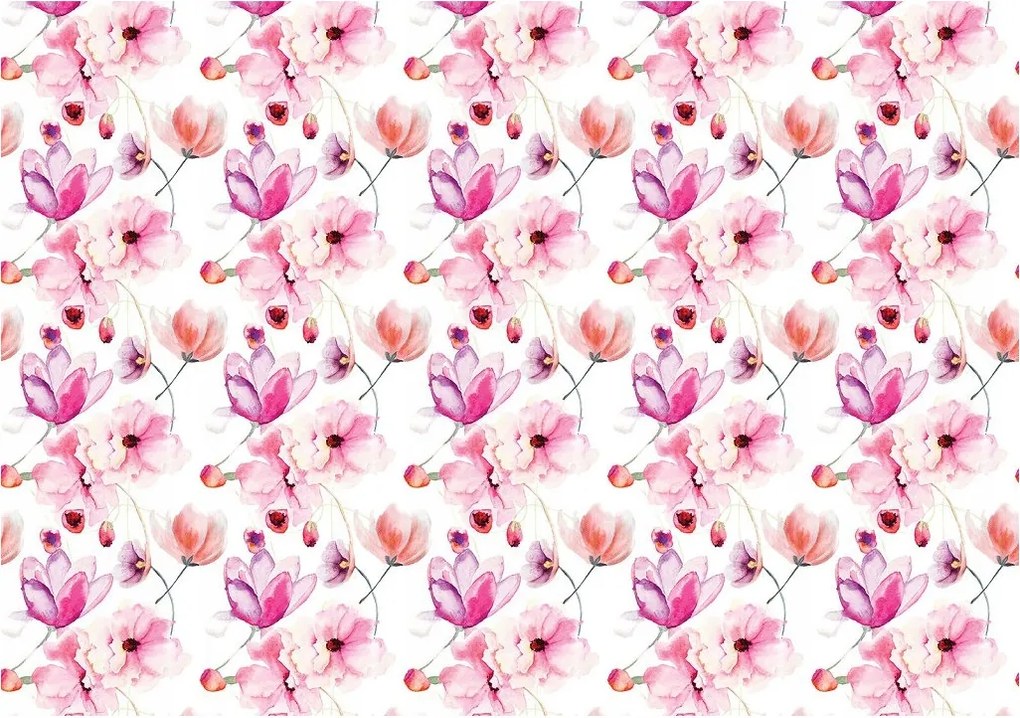 Fotótapéta flizelina Virágos akvarell rózsaszín-lila-barack 350x250 +ragasztó