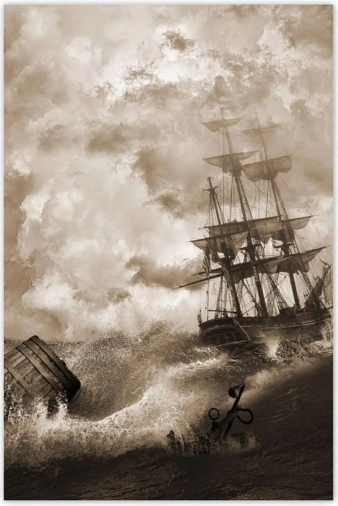 Poszterek 80x120 Vihar Tenger Hajó Tájkép