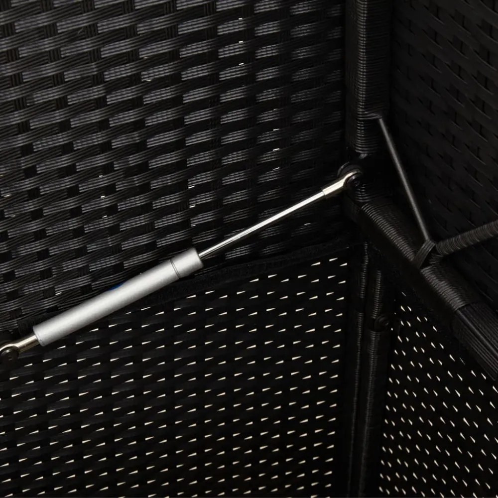 fekete polyrattan kerti pad párnával