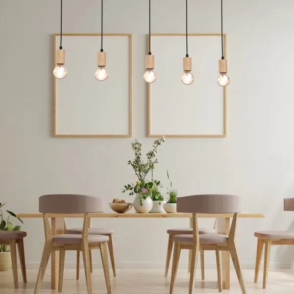 Felületre szerelhető csillár VIGA 5xE27/60W/230V fa