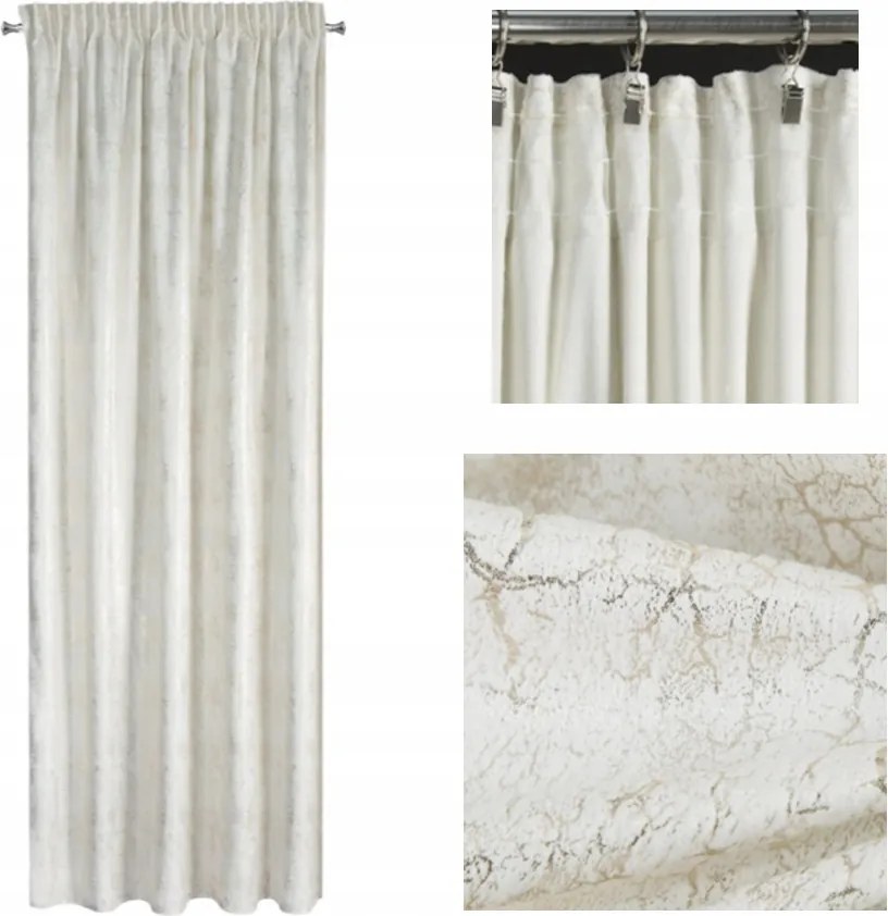 Ekrü bársony függöny arany márvánnyal 140x270 velúr szalaggal sötétítő