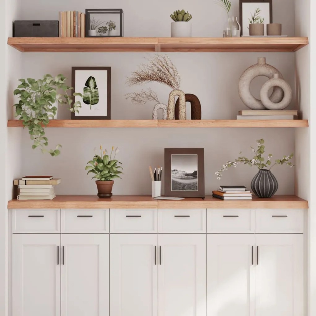világosbarna kezelt tömör tölgyfa fali polc 180 x 60 x (2-4) cm