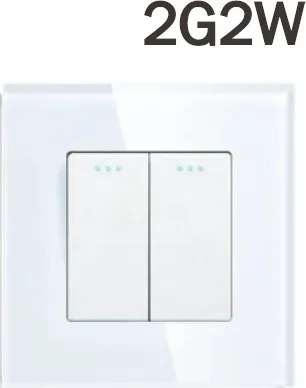 Villanykapcsoló 2G2W Dupla Lépcsős Mechanikus Üveg Keret FI60 Fehér