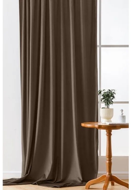 Barna sötétítő függöny VELVET 140x270 cm Felfüggesztés: Hullámos sínszalag