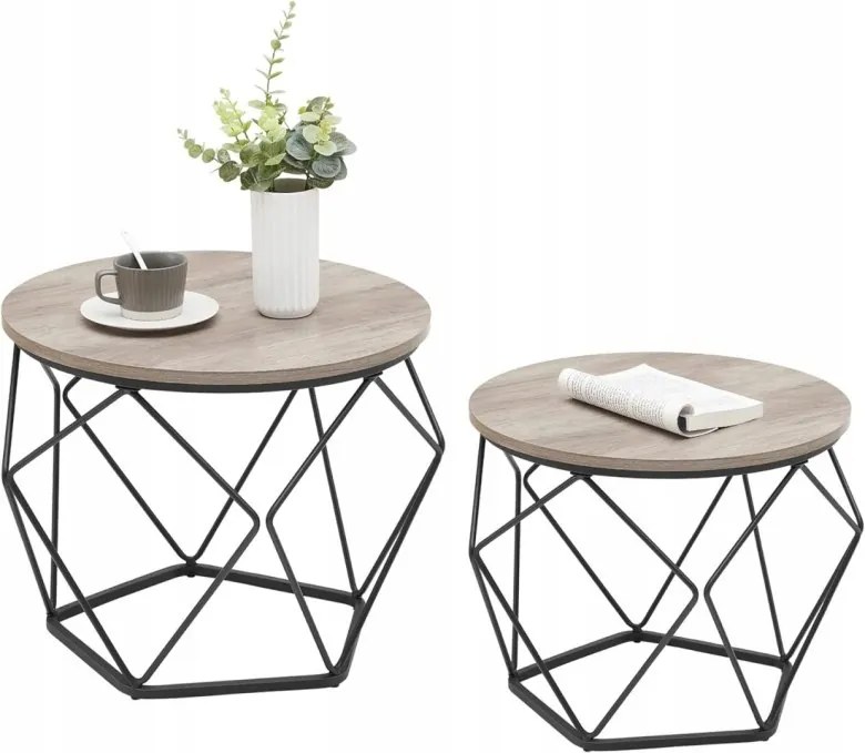 Dohányzóasztal Songmics Vasagle kerek 40 x 40 x 50cm szürke árnyalatok