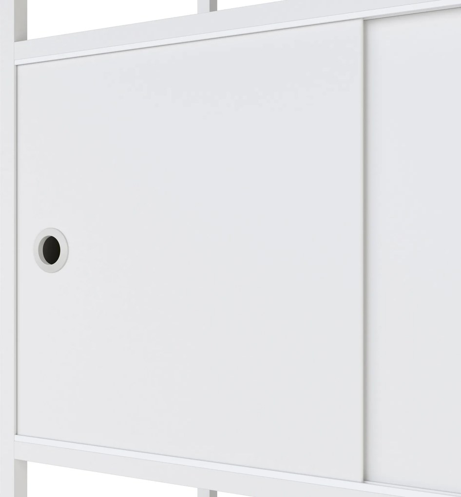 Iratrendező polc zárható szekrénnyel, irodai, nyitott polcok, fém fehér, 800x2200x400 mm: ARIEL