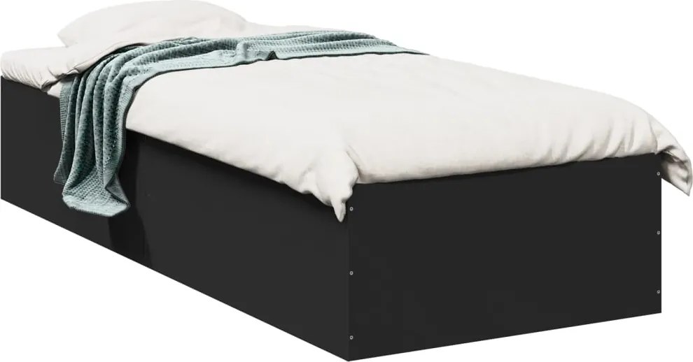 vidaXL fekete szerelt fa ágykeret 100 x 200 cm