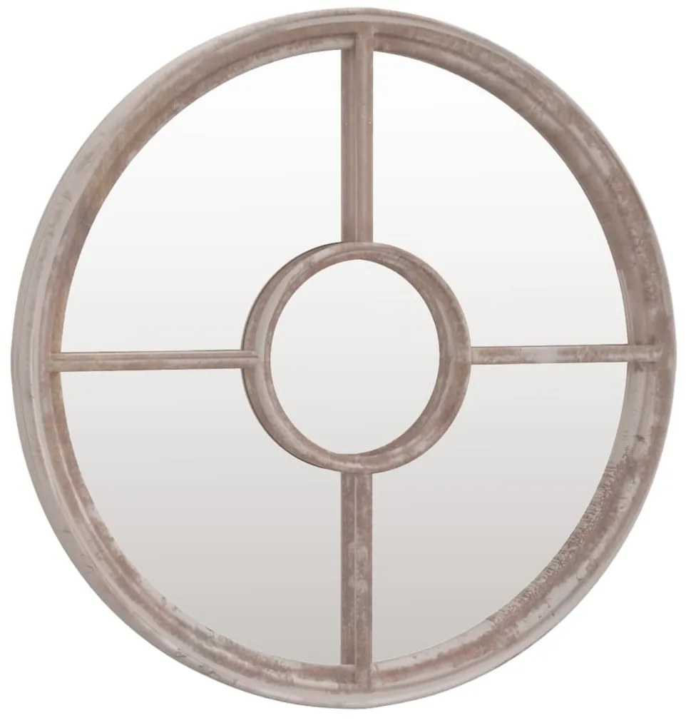 homokszínű kerek vas kerti tükör kültéri használatra 60 x 4 cm