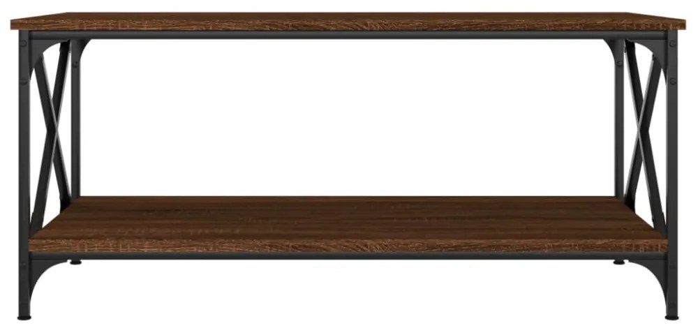 barna tölgyszínű szerelt fa és vas dohányzóasztal 100x50x45 cm