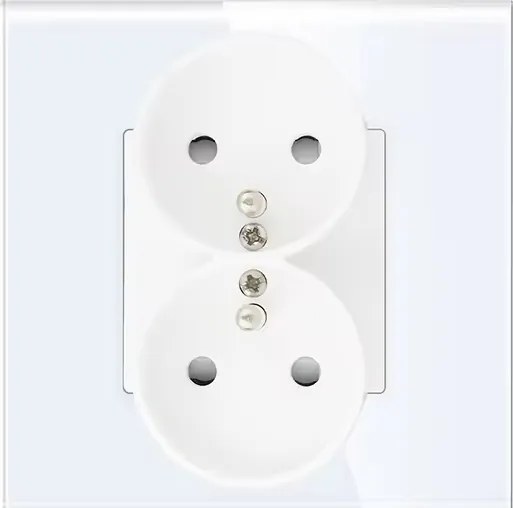 Kontakt Elektromos Aljzat Flex Tűvel Üveg FI60 Dupla 1x2 Fehér