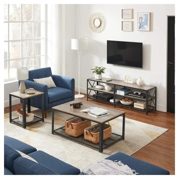 TV szekrény, TV állvány, 160 x 52 x 39 cm, greige és fekete