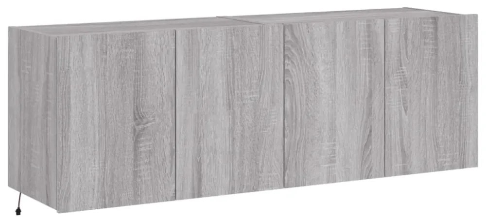 2 db szürke sonoma fali TV-szekrény LED-ekkel 60x35x41 cm