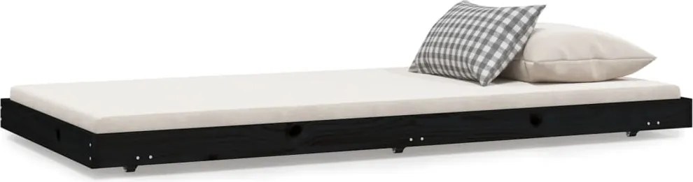 vidaXL fekete tömör fenyőfa ágykeret 75 x 190 cm