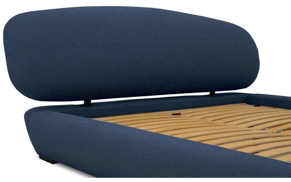 Sötétkék kárpitozott franciaágy ágyráccsal 180x200 cm Odette – Scandic