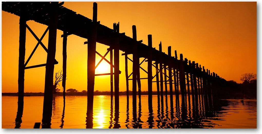 Fotó üveg kép Naplemente híd 140x70