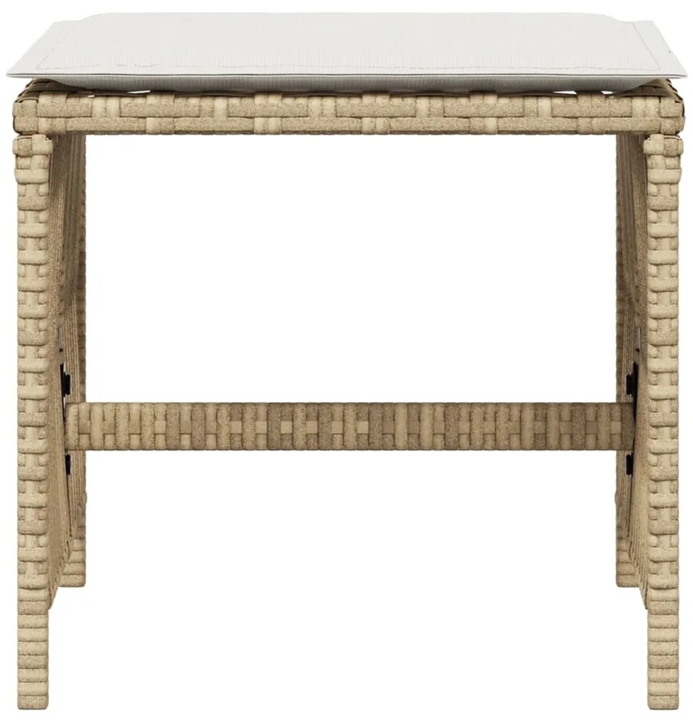4 db bézs polyrattan kerti szék párnával 41 x 41 x 36 cm