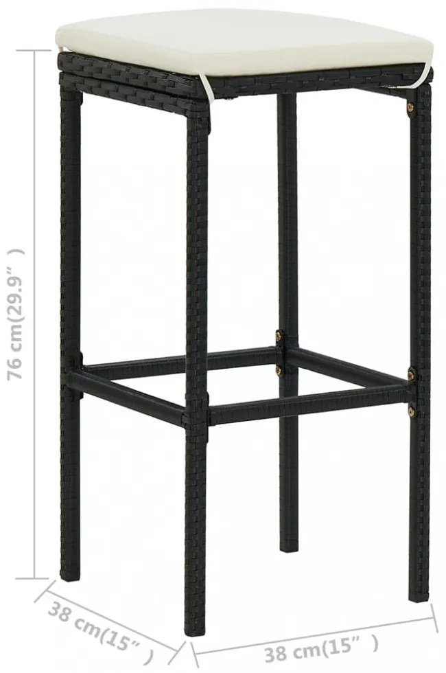 3 részes fekete polyrattan bárszett