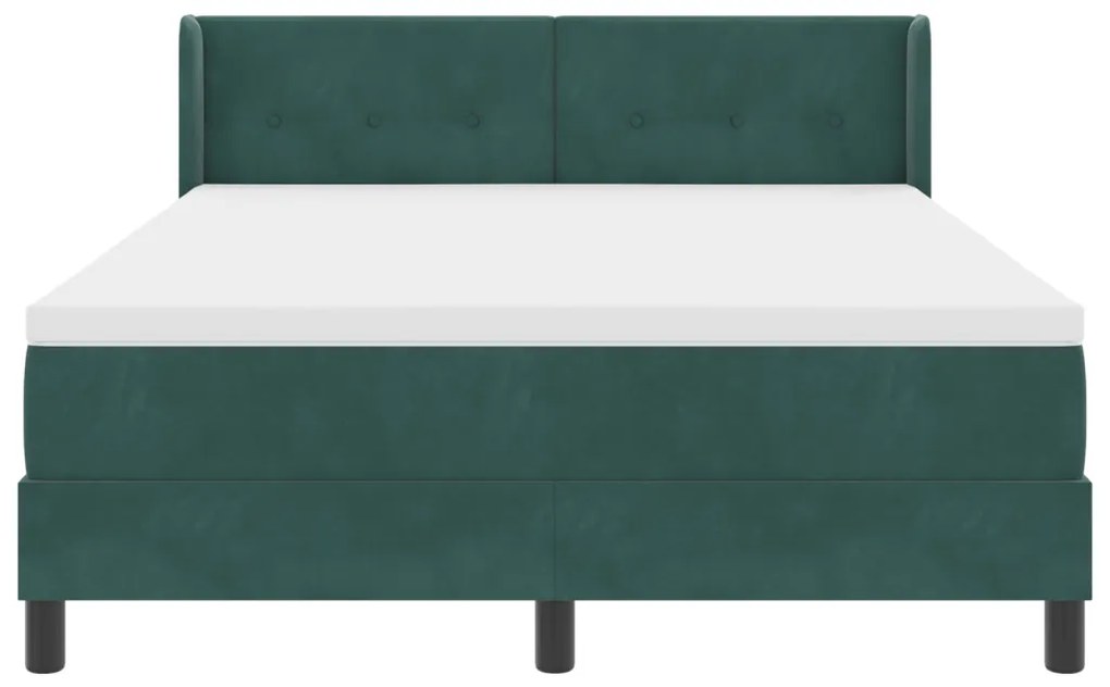 Boxspring Ágy Matrac Közepes Zöld 140x190 cm Bársony