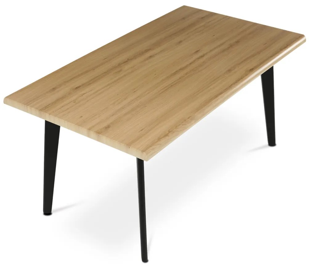 Masă de sufragerie, 160x90x75 cm, blat MDF, decor stejar salbatic, picioare metalice