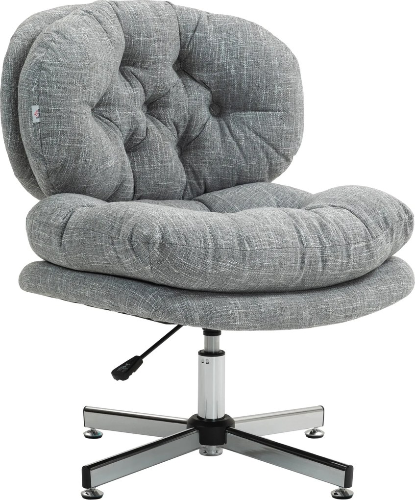 HOMCOM Karfák Nélküli Irodai Szék, Széles Ülésű Íróasztali Szék, Ergonomikusan Állítható Forgószék Vászon Hatású Kárpittal, Testreszabott Ülésű Szék,