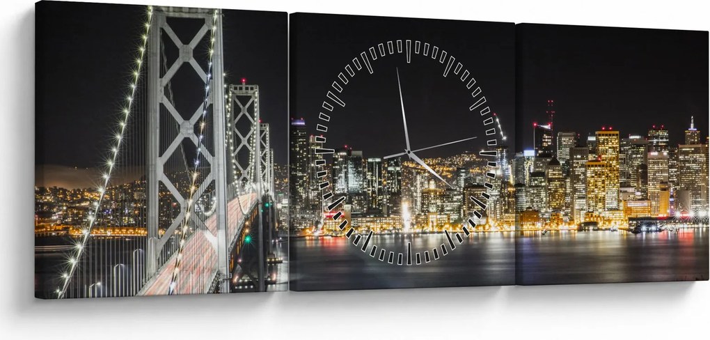 A Brooklyn-híd és a New York-i kép (órával) (90x30 cm)