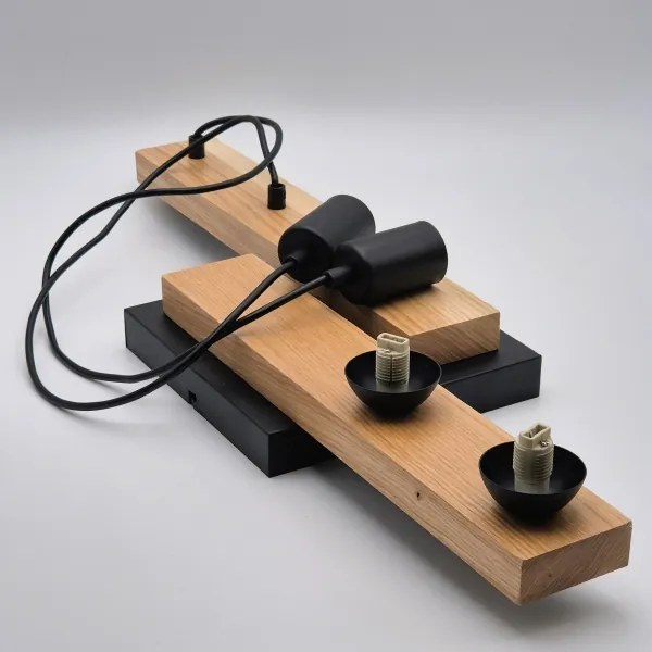 Csillár zsinóron CORTINA 2xE27/15W/230V + 2xG9/5W/230V fekete/tölgy