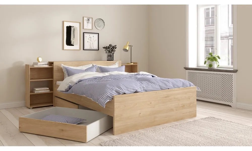 Natúr színű ágy alatti fiók szett 2 db-os 90x190-140x190 cm Naia – Tvilum