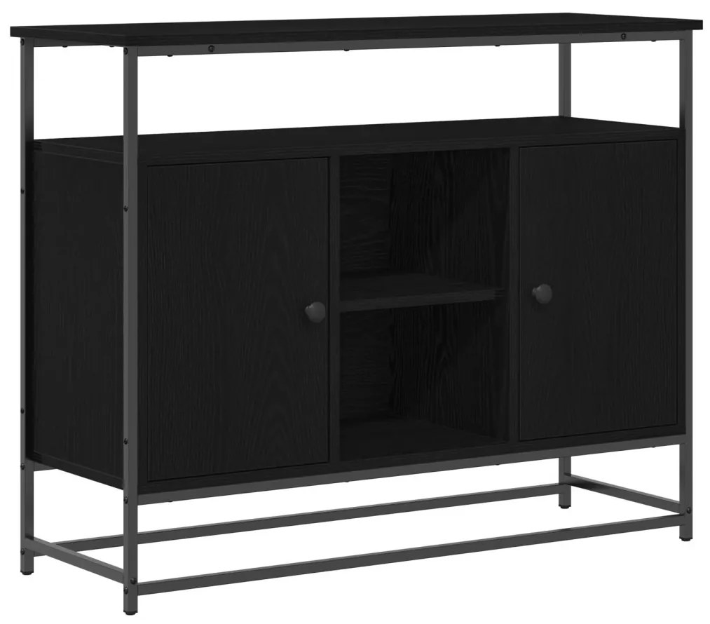 Fekete tölgy oldalszekrény 100x35x80 cm Műszaki fa és Acél