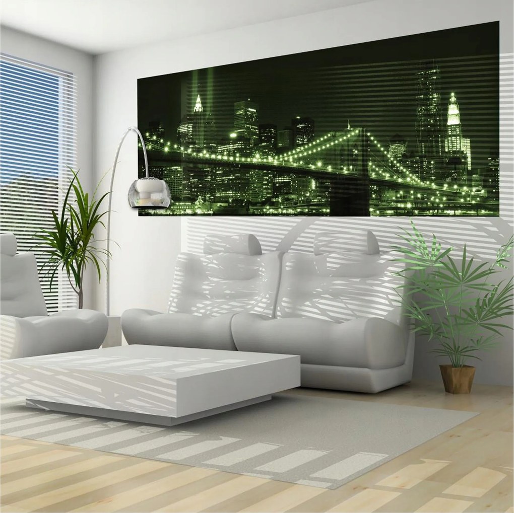 Fotótapéta flizelina New York Brooklyn híd éjszakai panoráma 250x104 +ragasztó