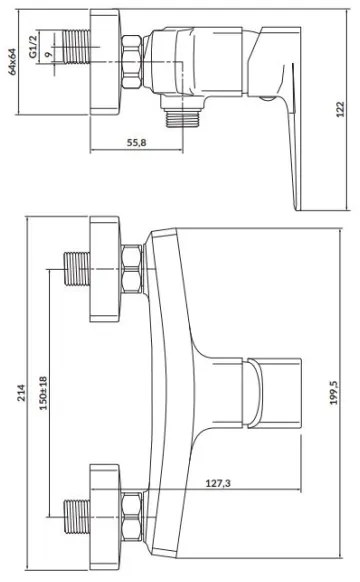 Cersanit S951-382 - Zuhanycsap LARGA fekete