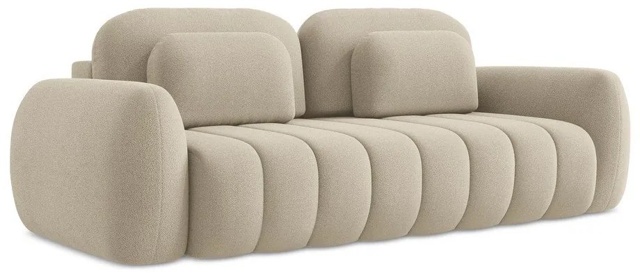 Világosbarna buklé kinyitható-tárolóhelyes kanapé 266 cm Pele – Makamii