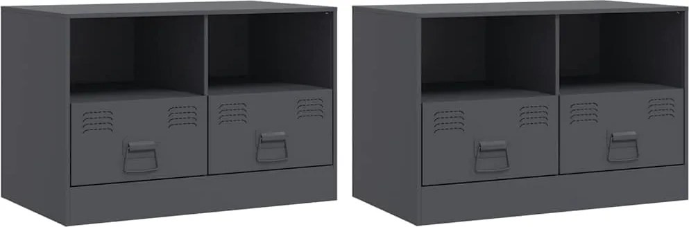 vidaXL 2 db antracitszürke acél éjjeliszekrény 67 x 39 x 44 cm