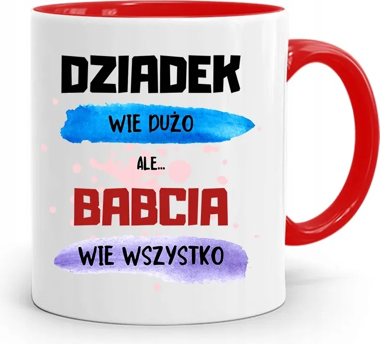 Piros Bögre Nagymamáknak Nagymama Mindent Tud fényképes nyomattal